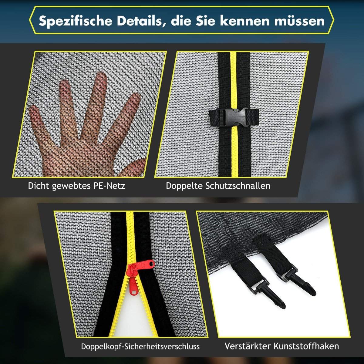 Ø 487cm trampoline safety net for garden trampolines replacement net on the outside with zipper