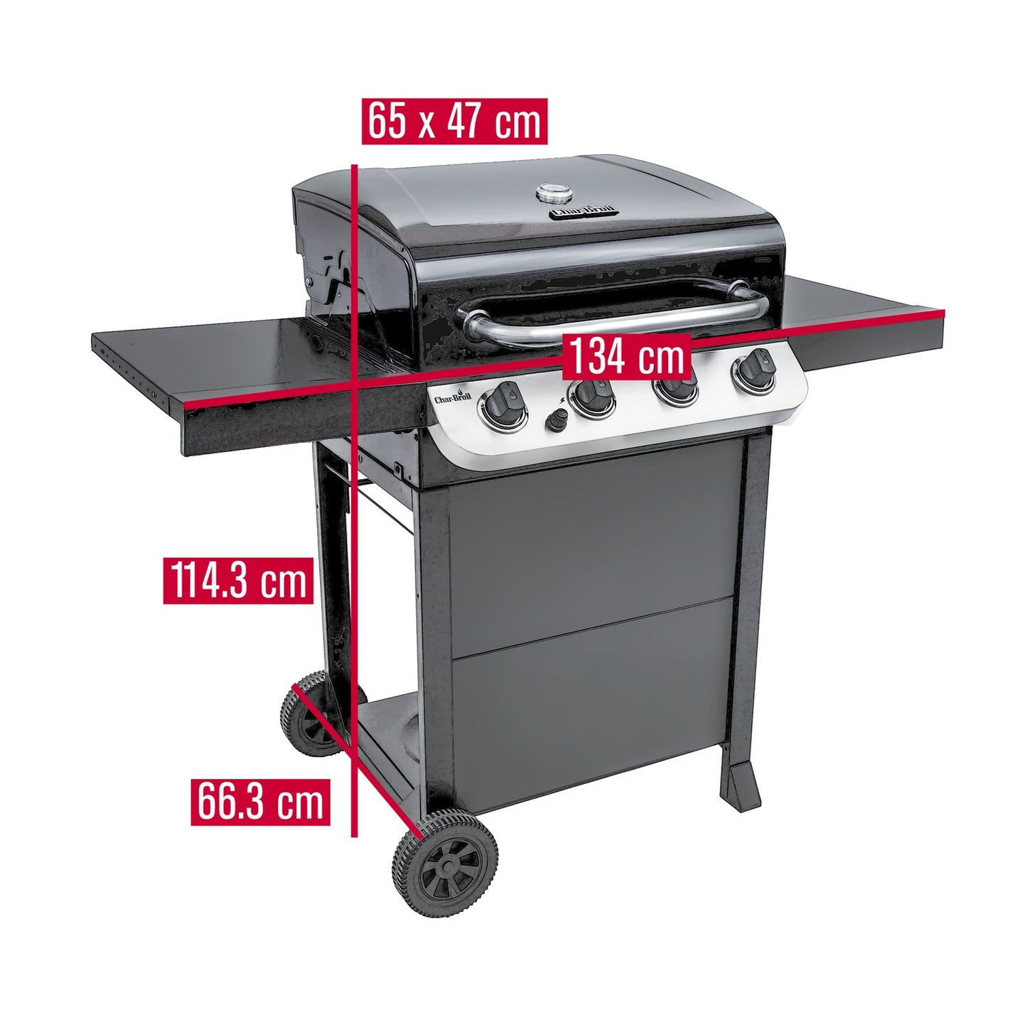 4-Burner Gas Grill with Cast Iron Grates and Thermometer
