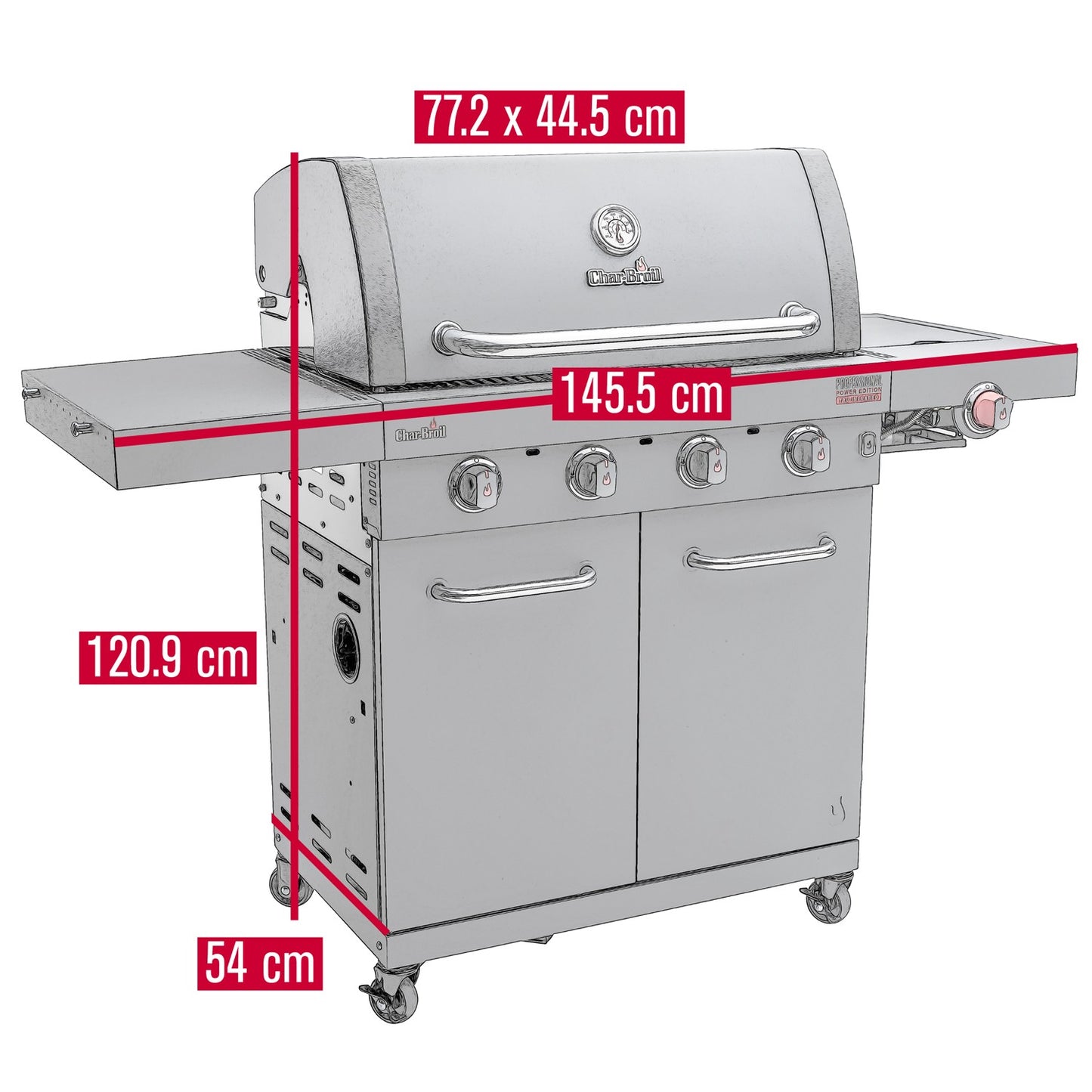 4-Burner Gas Grill with Infrared Sear Burner, Cast Iron Grates