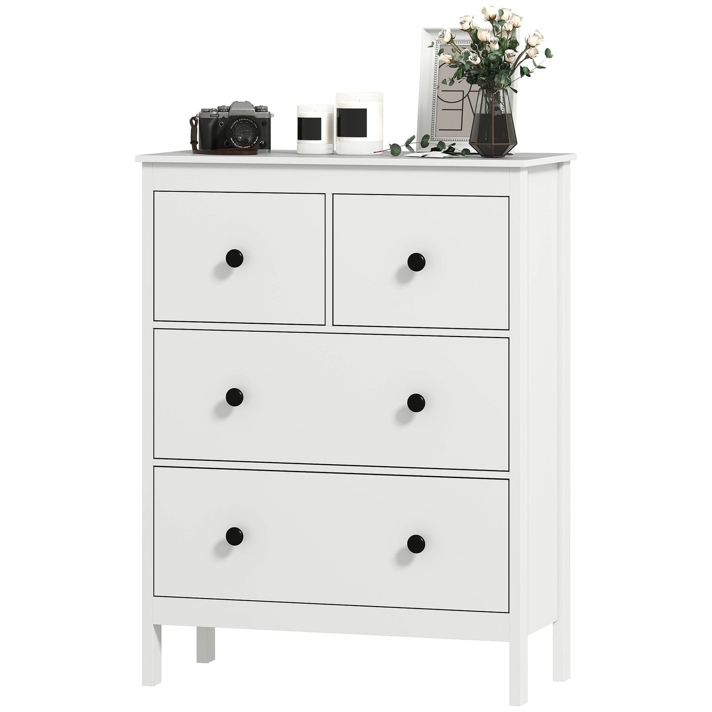 4-Drawer Dresser for Clothes & Linens, White MDF