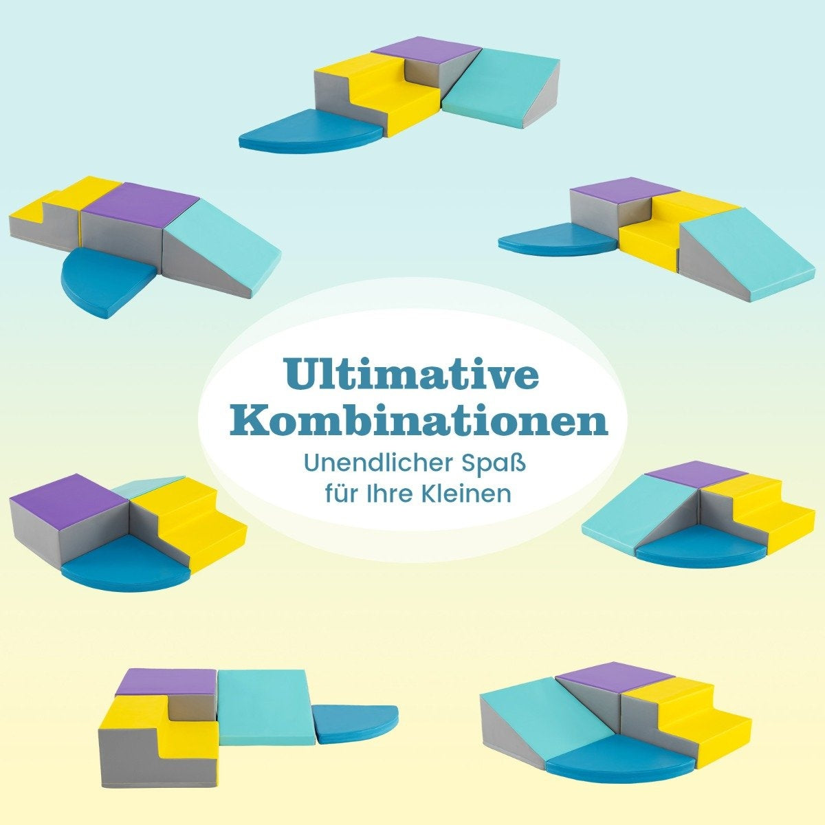 4 PCS. Foam building blocks for running around and climbing, giant building blocks, blue + purple