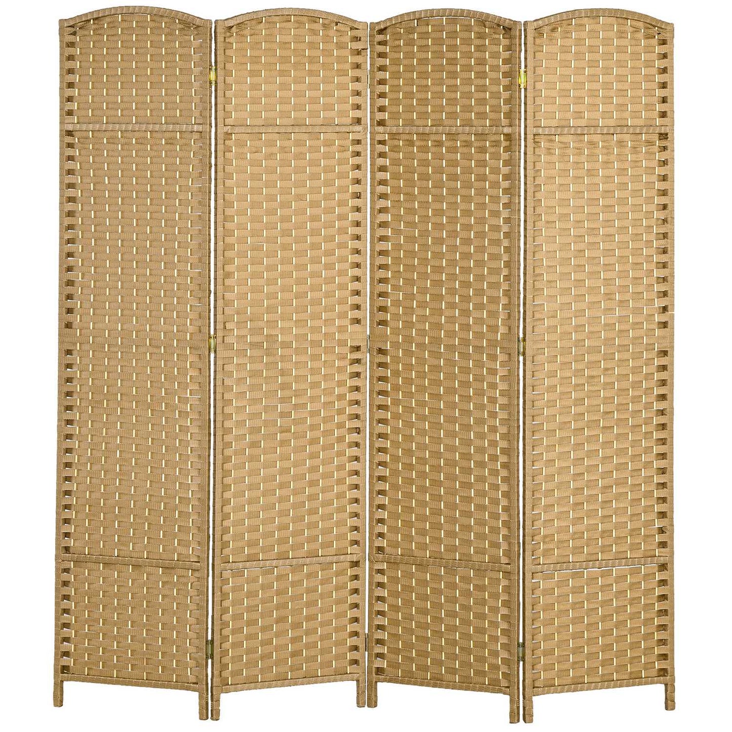 4-Panel Folding Room Divider, Natural Wood, Privacy Screen