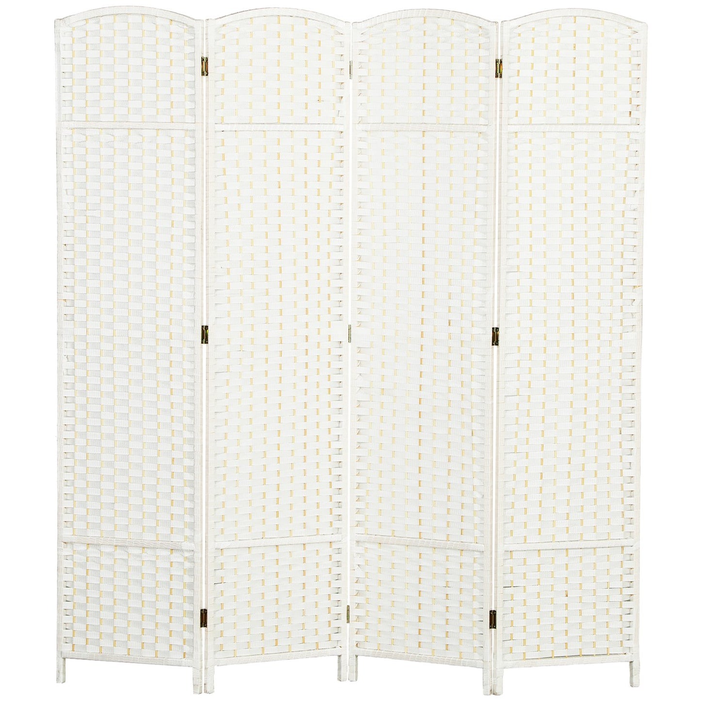 4-Panel Folding Room Divider, White Polypropylene
