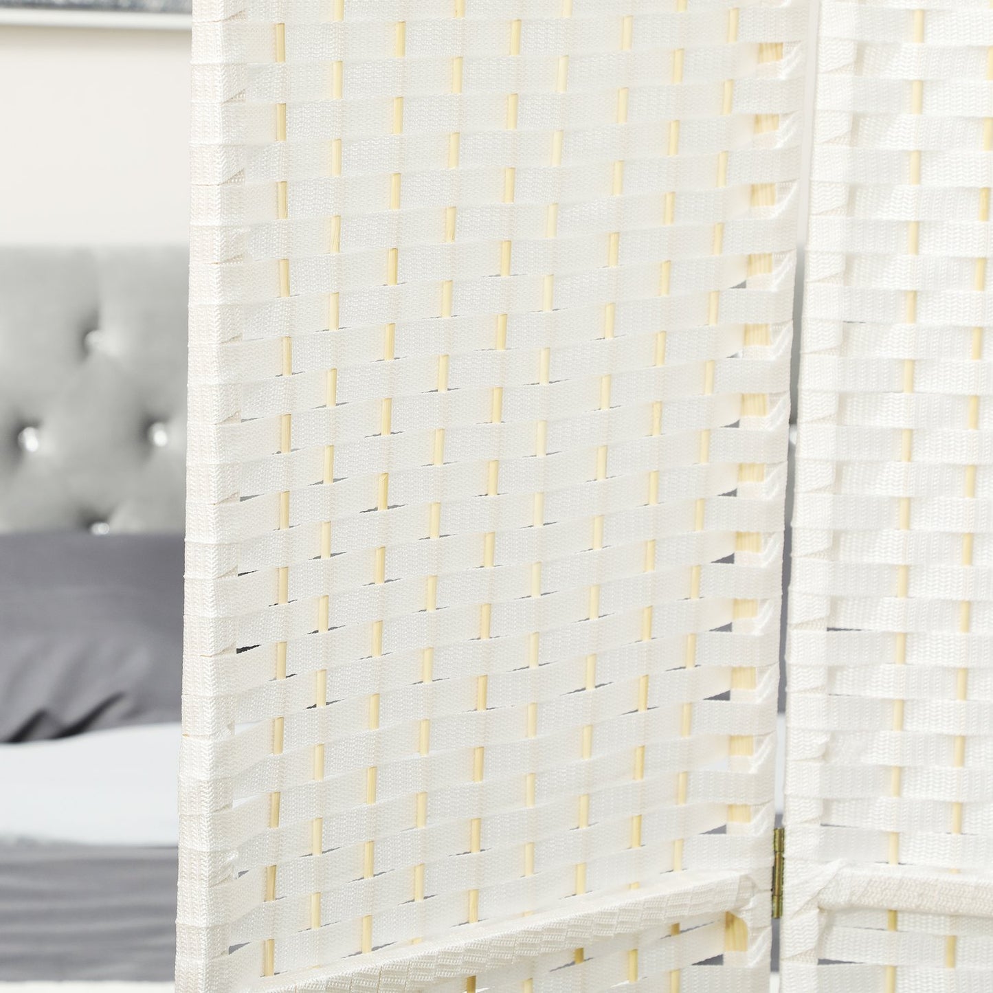 4-Panel Folding Room Divider, White Polypropylene
