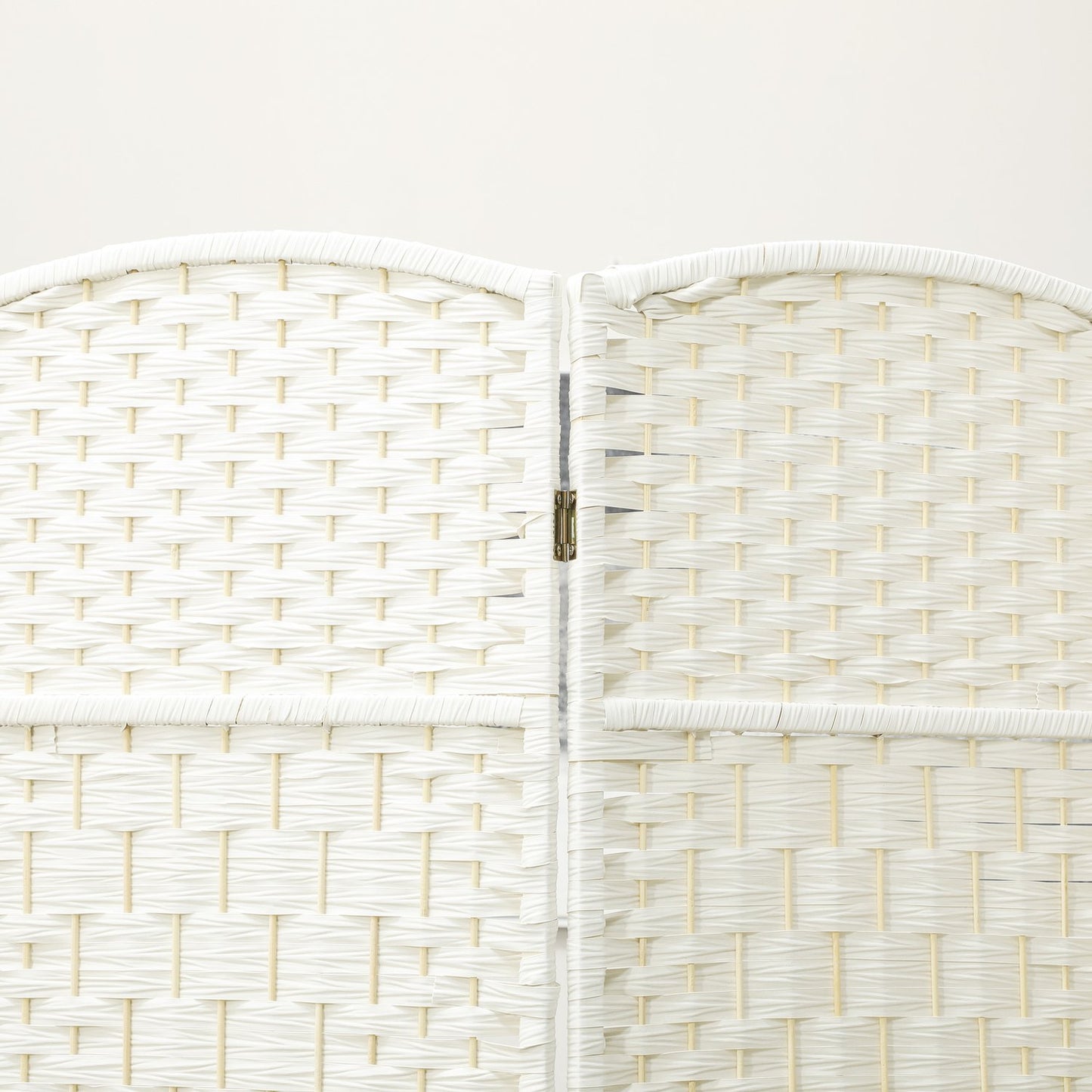 4-Panel Folding Room Divider, White, Polypropylene, Pine