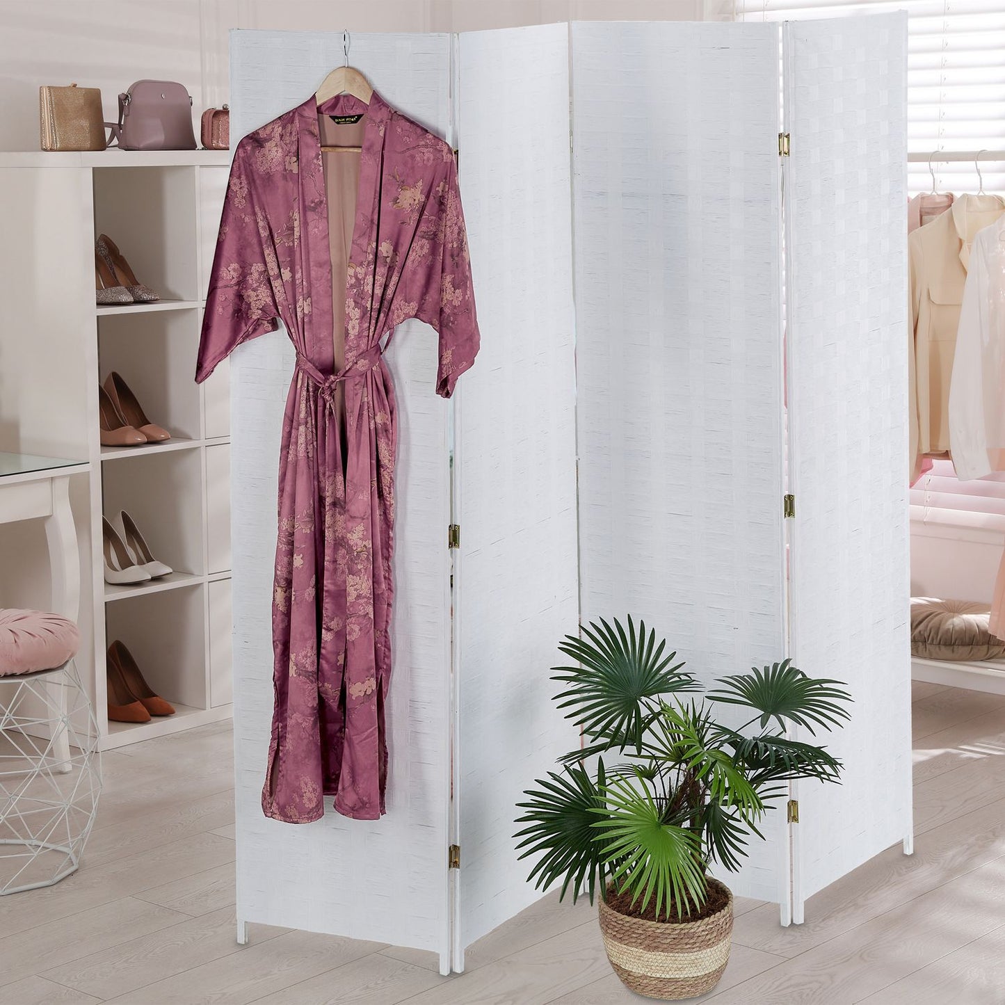 4-Panel Folding Screen in White
