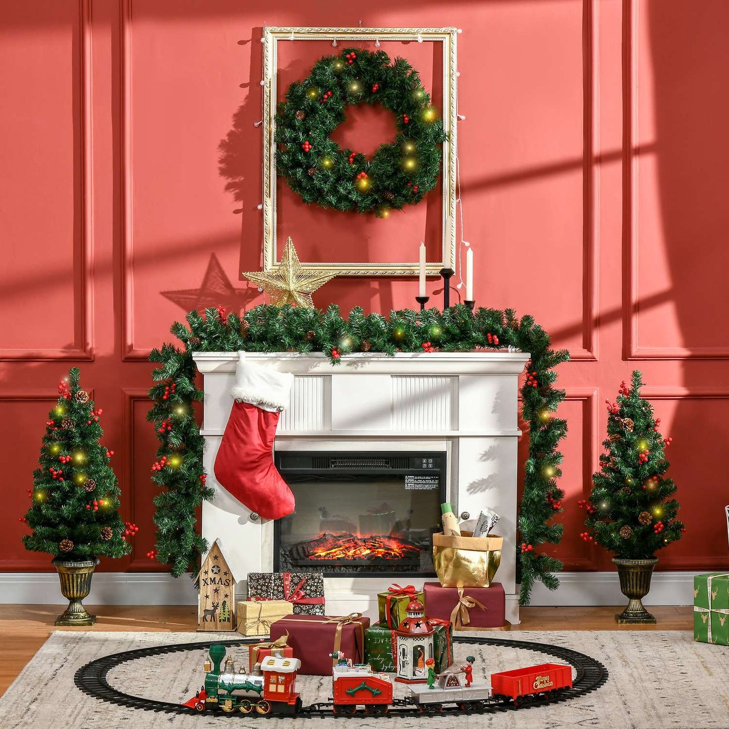 LED Christmas Decoration Set - Tree, Wreath, Wreath