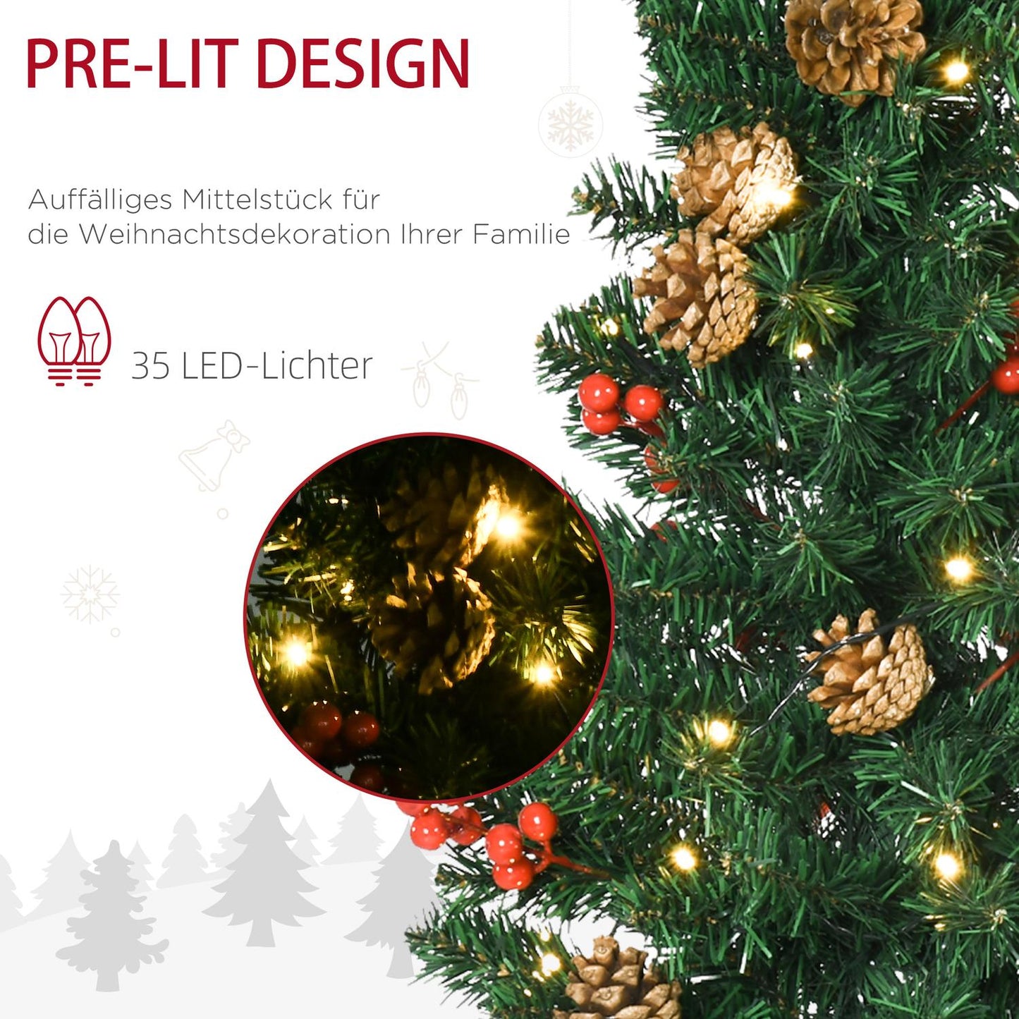 LED Christmas Decoration Set - Tree, Wreath, Wreath