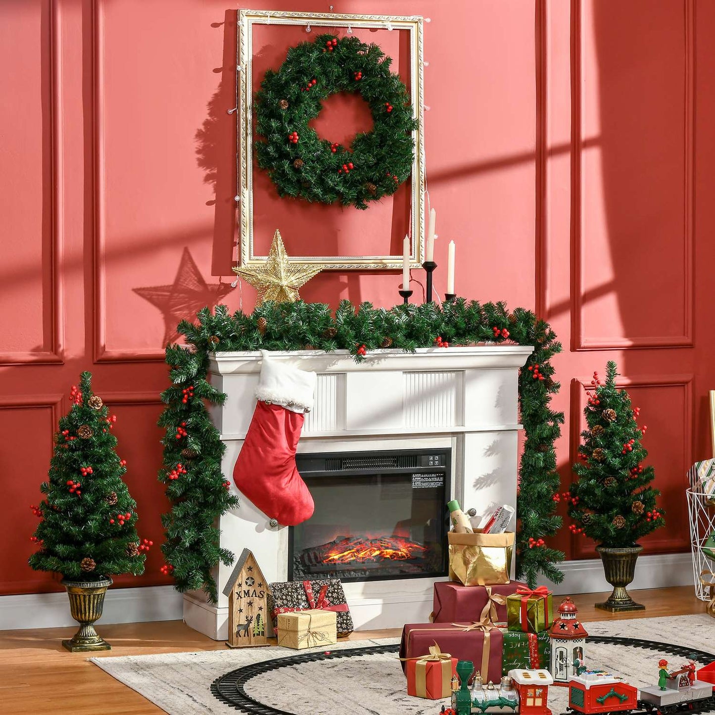LED Christmas Decoration Set - Tree, Wreath, Wreath