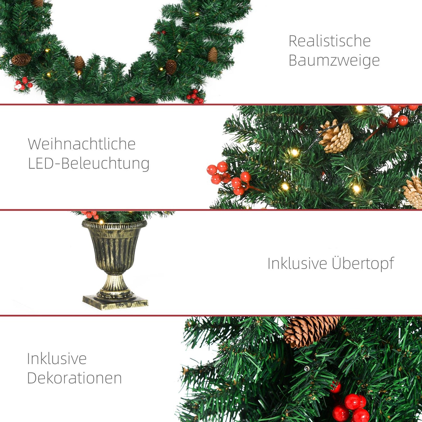 LED Christmas Decoration Set - Tree, Wreath, Wreath