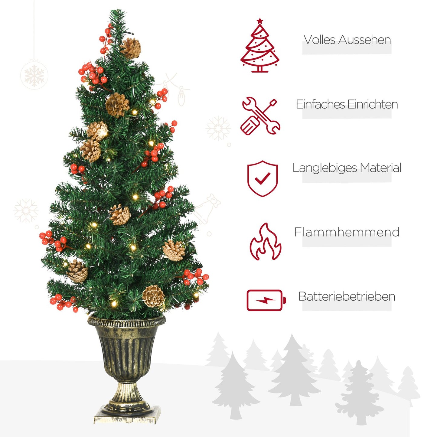 LED Christmas Decoration Set - Tree, Wreath, Wreath