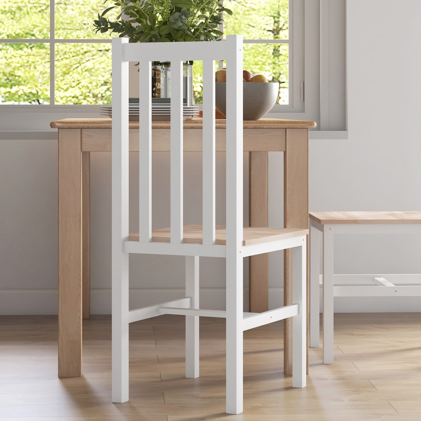 4-Piece Solid Wood Dining Chairs, Modern Design, Natural