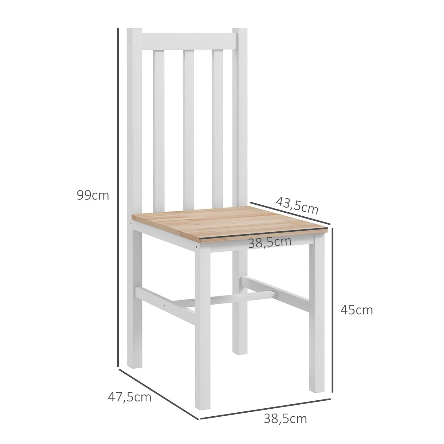 4-Piece Solid Wood Dining Chairs, Modern Design, Natural