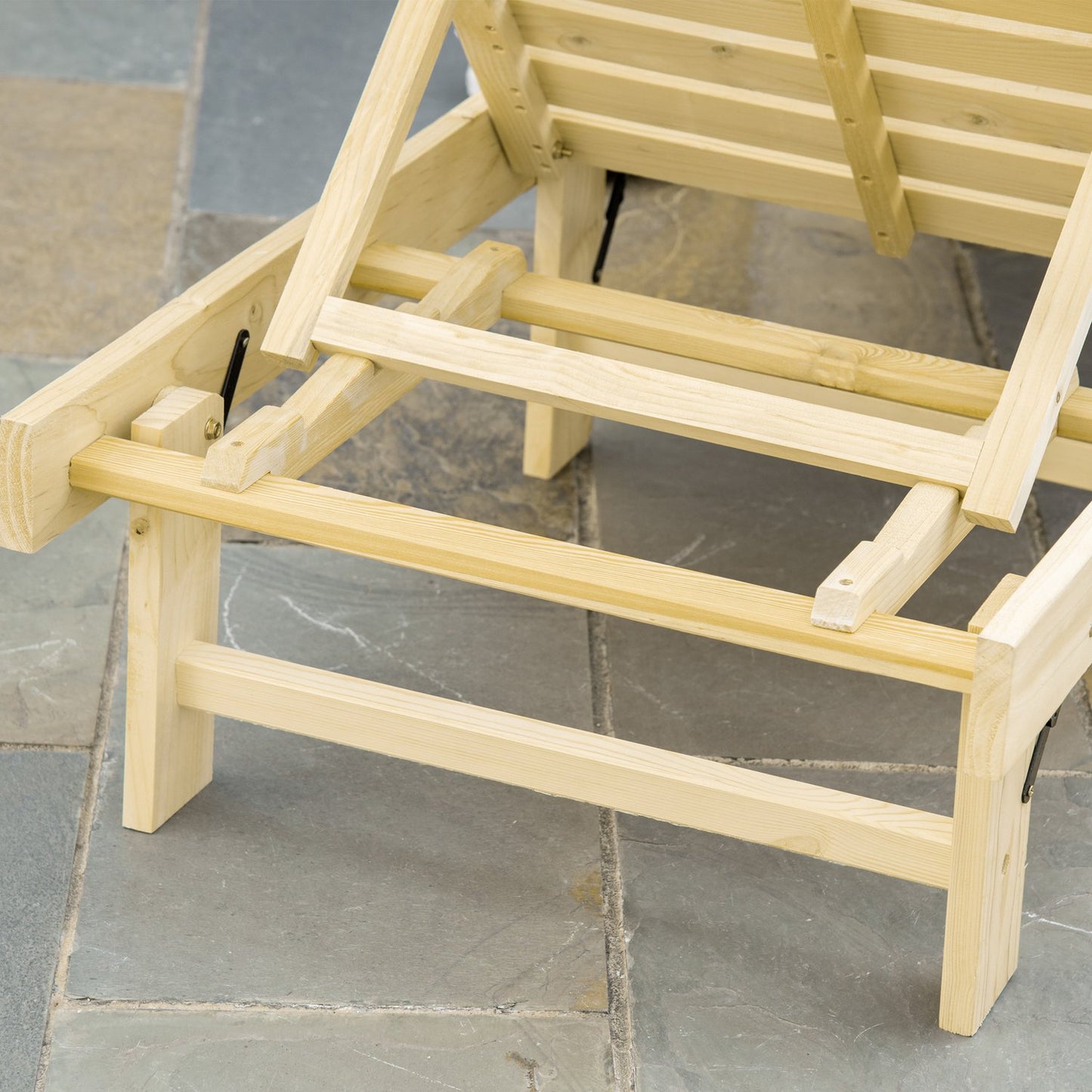 Adjustable garden chair in pine, folding sun lounger