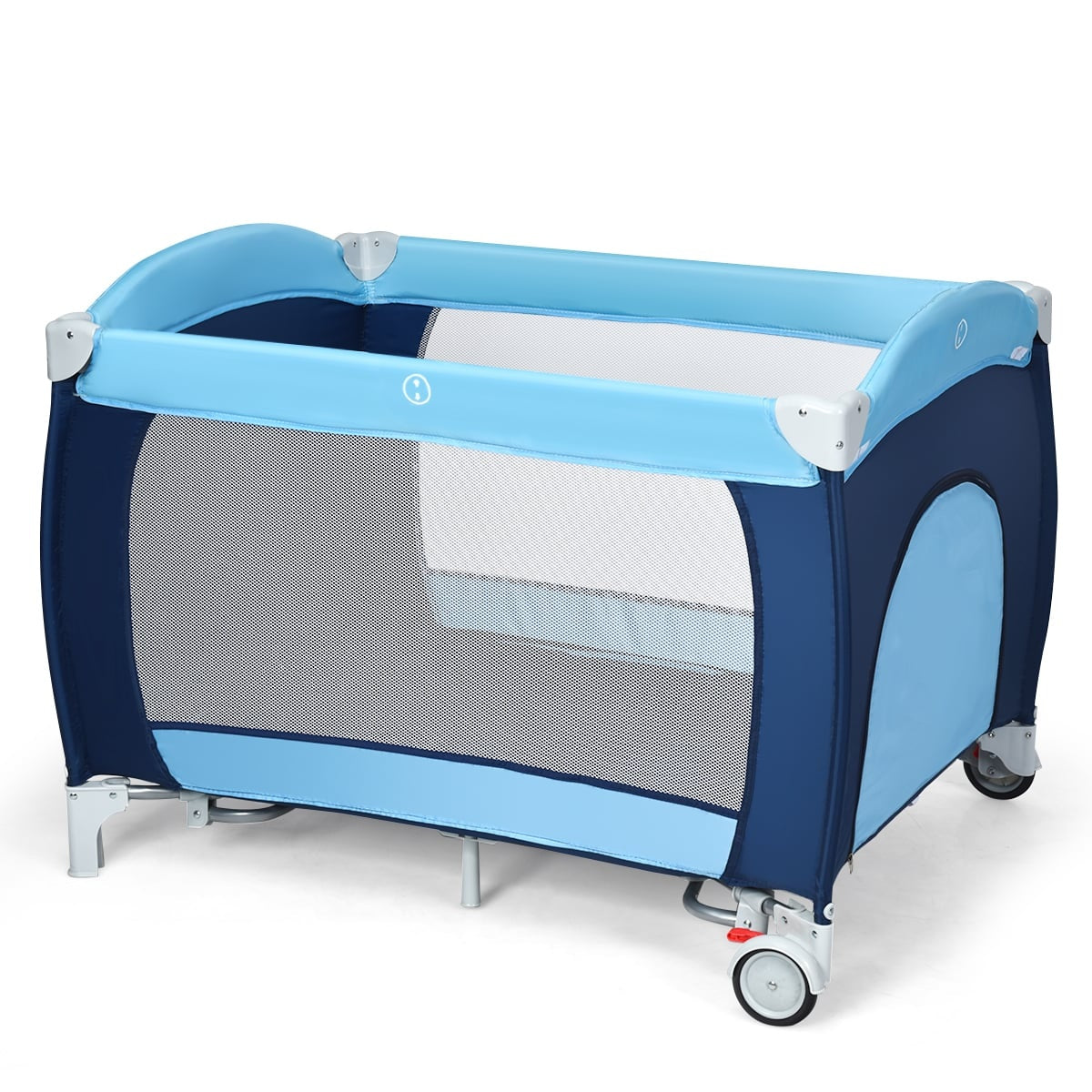 4-in-1 Foldable Baby Crib & Playpen with Canopy, Blue
