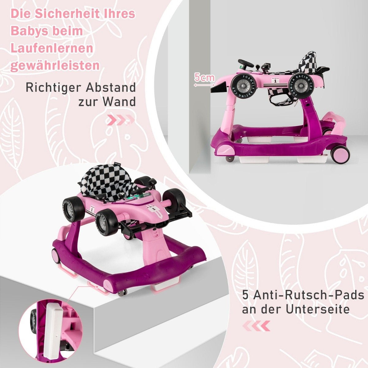 4 in 1 baby walker foldable walker with adjustable height 15kg load capacity purple