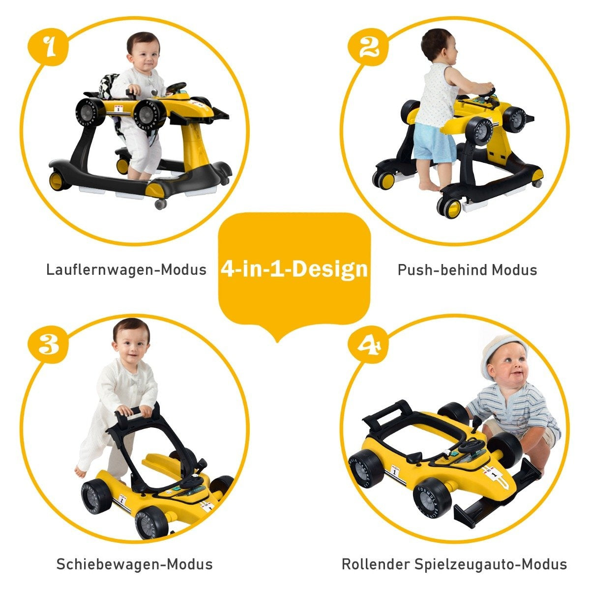 4 in 1 baby walker folding baby walker yellow