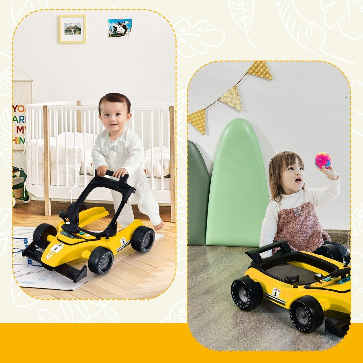 4 in 1 baby walker folding baby walker yellow