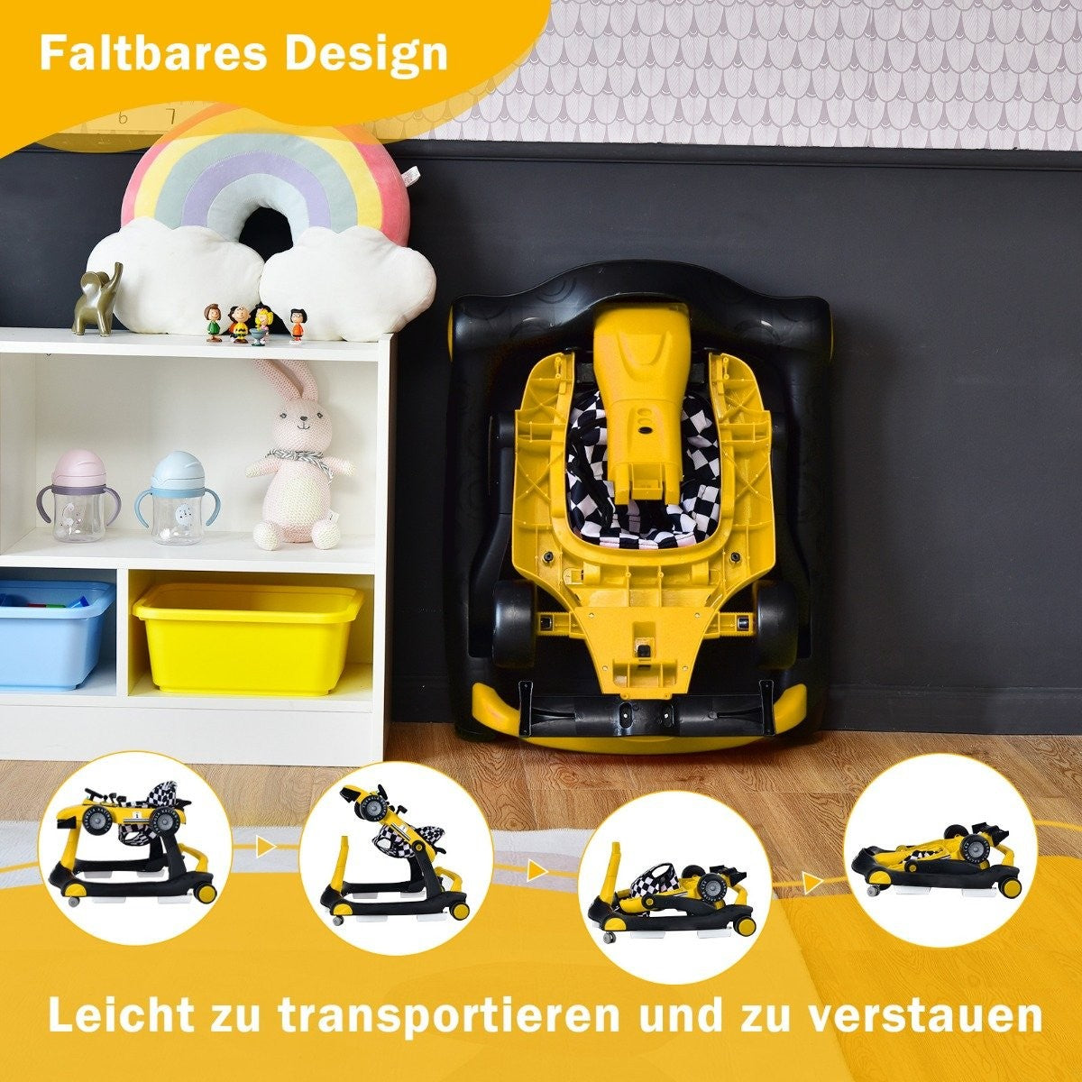 4 in 1 baby walker folding baby walker yellow