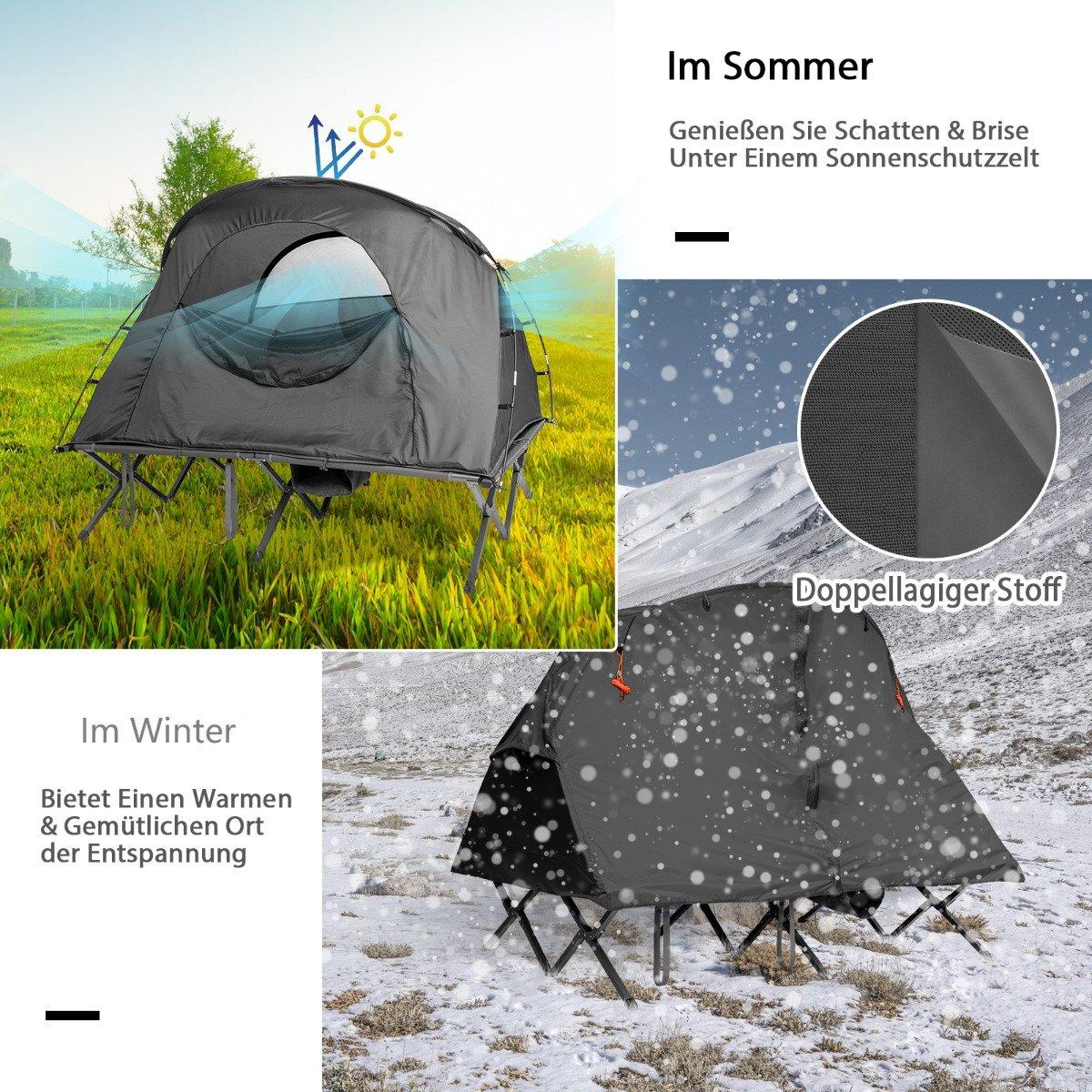 4 in 1 hiking tent set for 2 people with cover and mattress 194 x 146 x 160 cm gray