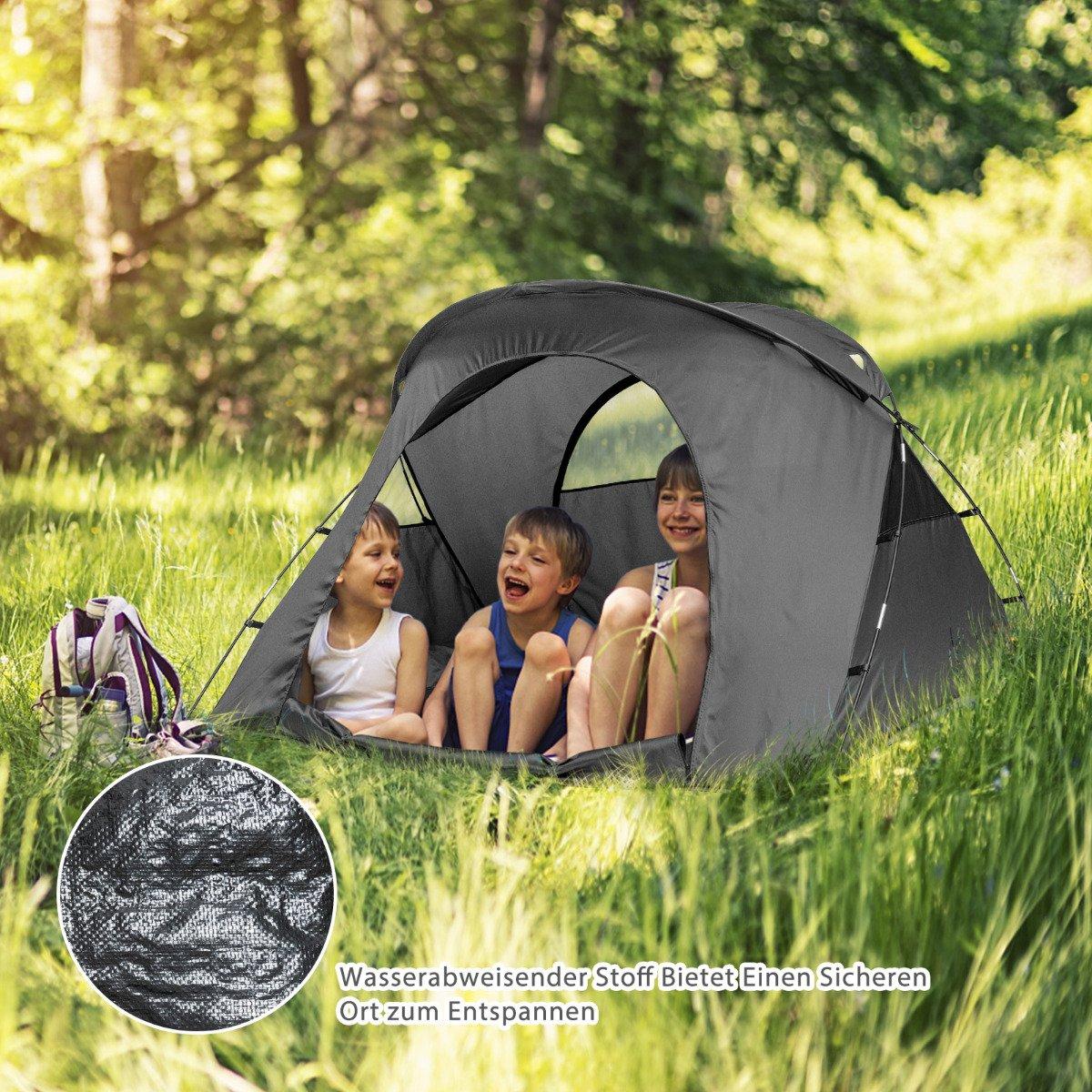 4 in 1 hiking tent set for 2 people with cover and mattress 194 x 146 x 160 cm gray