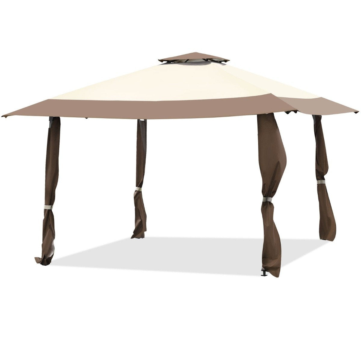 4 m x 4 m large event tent shade with 2-story roof brown