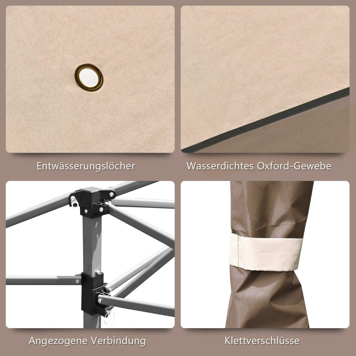 4 m x 4 m large event tent shade with 2-story roof brown