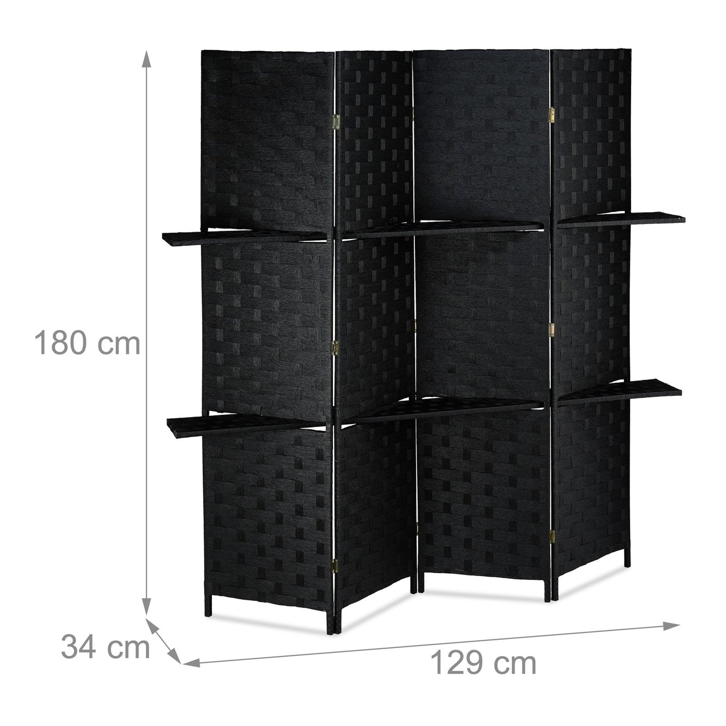 4-part screen with shelves