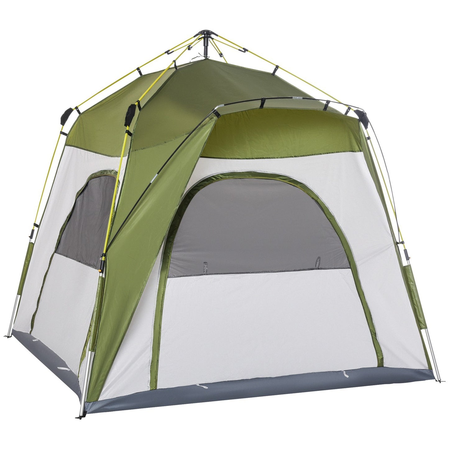 4-person camping tent, easy installation, weatherproof, green-grey