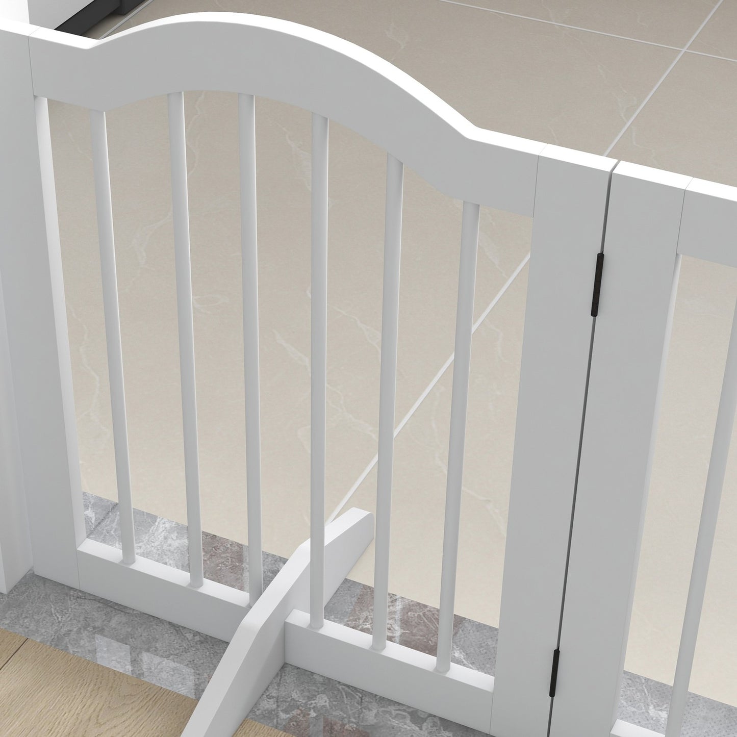 Folding dog gate with door, freestanding beam 203x61 cm