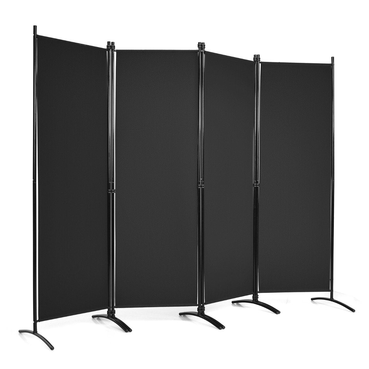 4-piece folding partition privacy screen for home, office 220 x 51 x 173 cm black