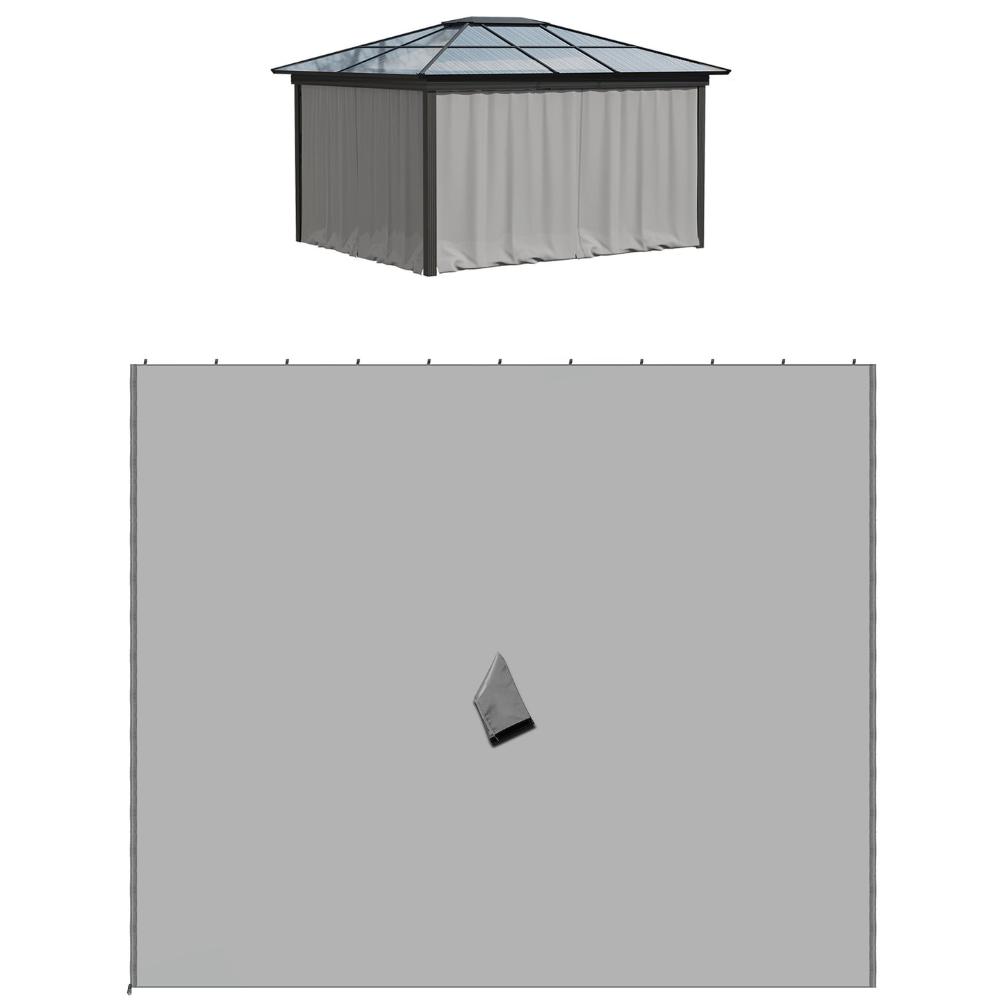 Pavilion side walls, polyester, 3x3m, light grey, hook attachment