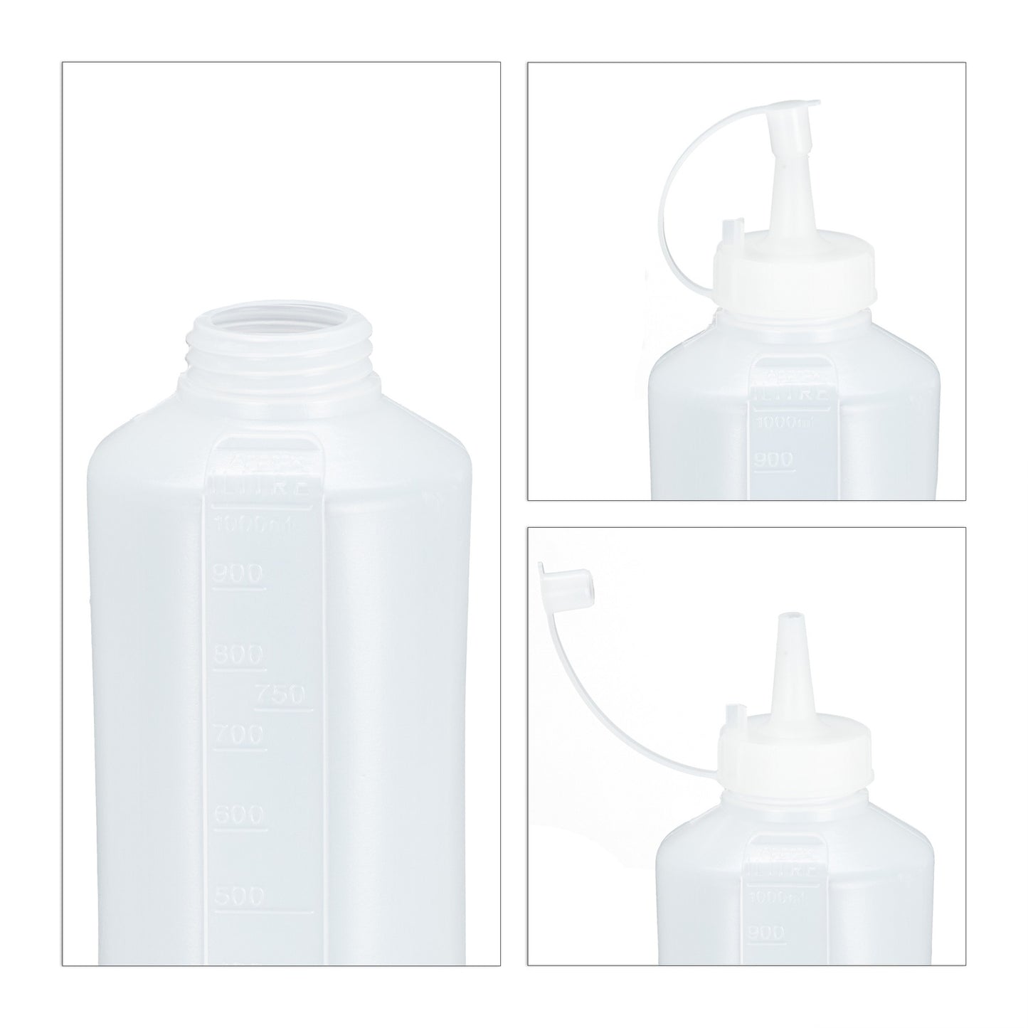 4x Squeeze Bottles 1000ml