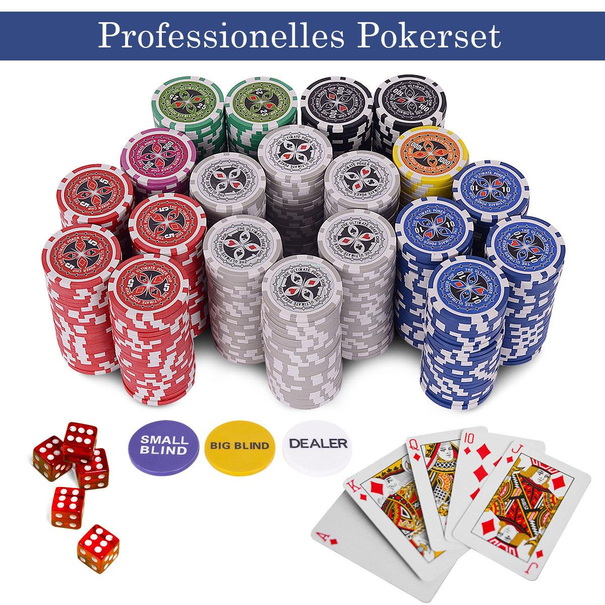 500-piece casino poker set with chips & playing cards & dice & dealer chips & table cloth black