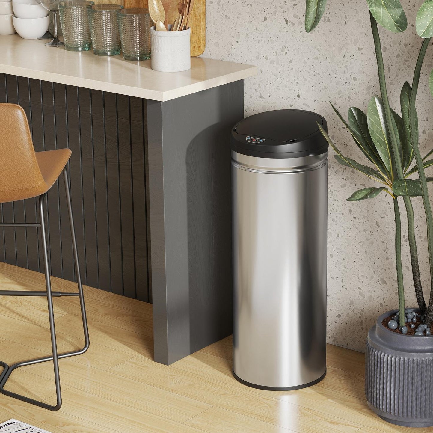 50L Stainless Steel Sensor Bin, Soft-Close, Touchless