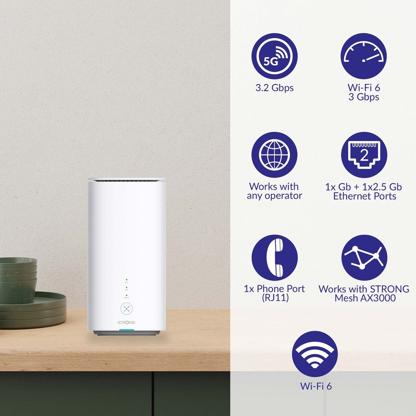 5G WiFi 6 Router, AX3000, Up to 3.2 Gbps Speed