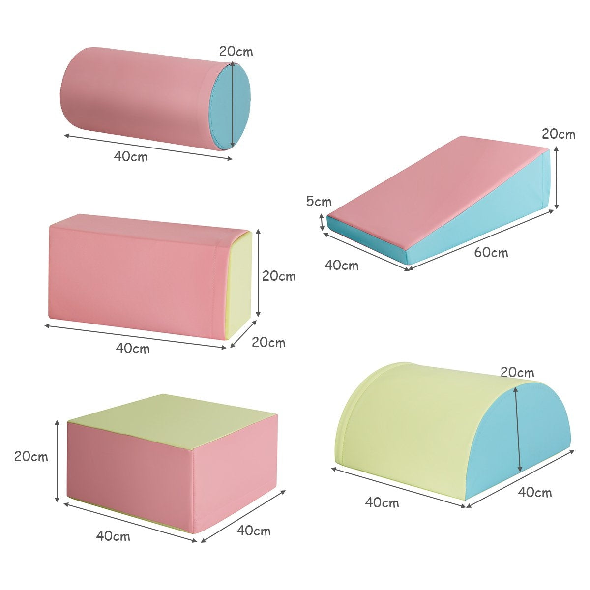 5 PCS. Foam building blocks Giant building blocks for running around and climbing for babies Pink