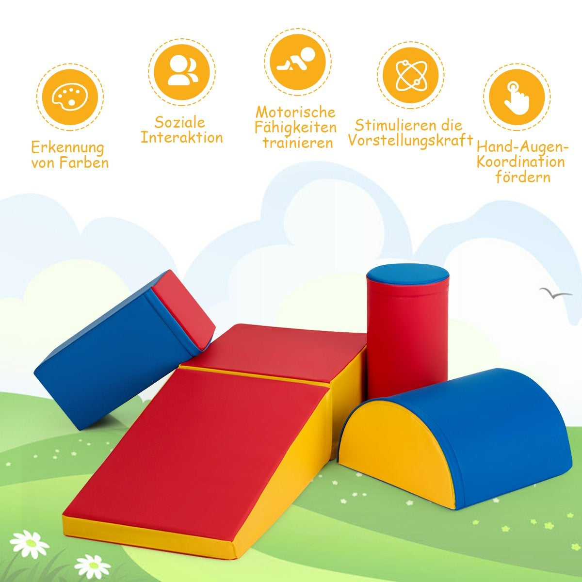 5 PCS. Foam building blocks for running around and climbing. Giant building blocks made of colorful foam