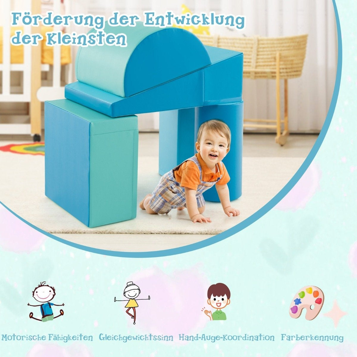 5 PCS. Foam building blocks, giant building blocks for running around and climbing, large building blocks, blue