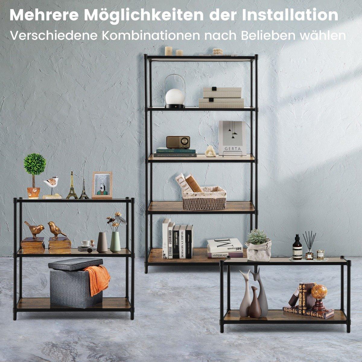 5-Tier Bookcase Freestanding Storage Rack 80 x 29 x 154 cm