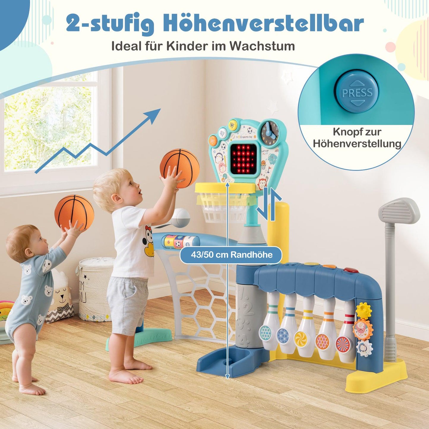 5-in-1 Toddler Sports Center: Basketball, Soccer, Golf, More