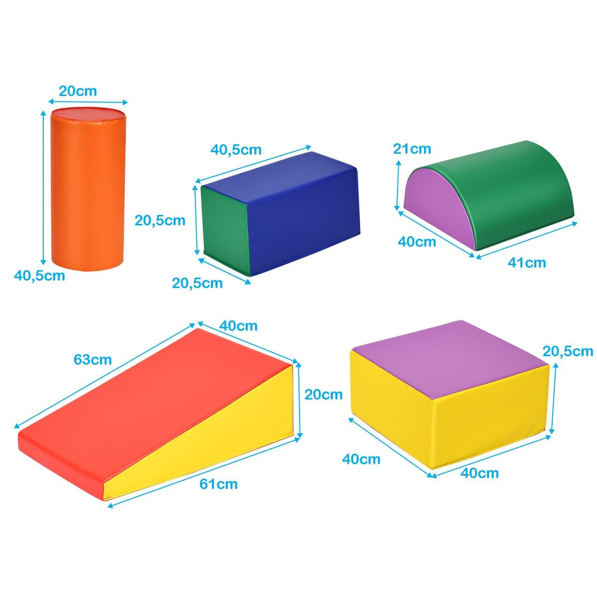 5-piece foam building blocks, giant building blocks for running around and climbing, soft building blocks, foam, colorful