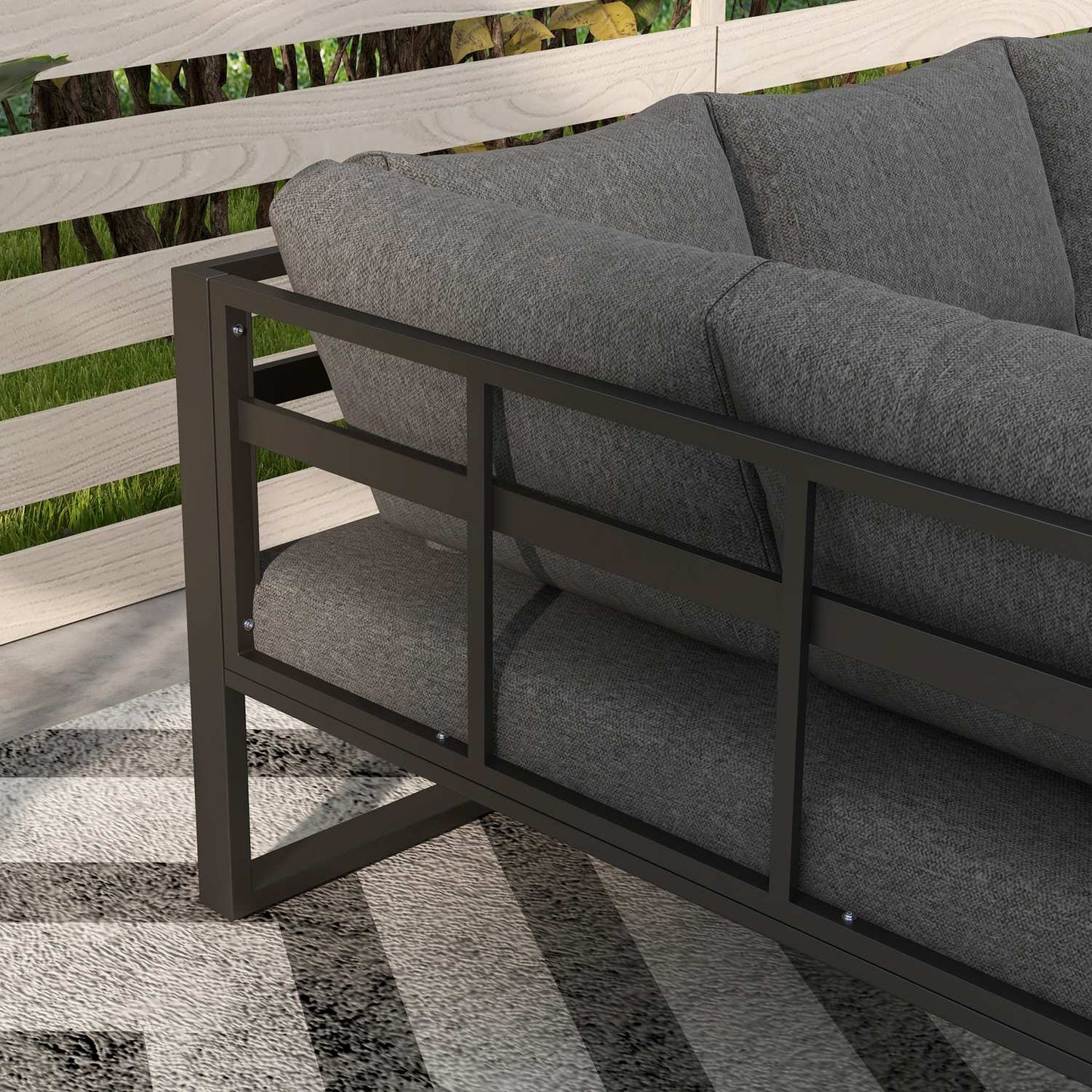 5-piece gray garden lounge set with corner sofa and table