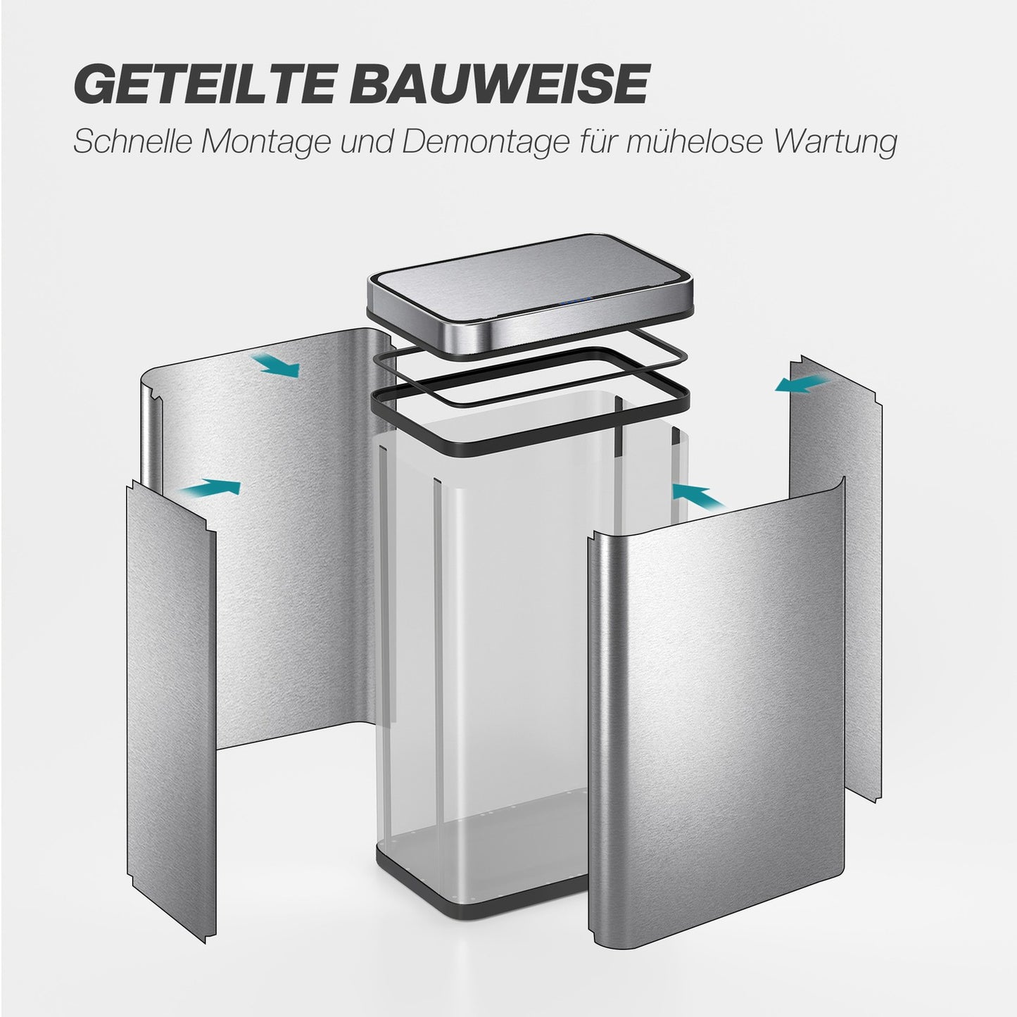 60L Stainless Steel Sensor Trash Can, Automatic Lid