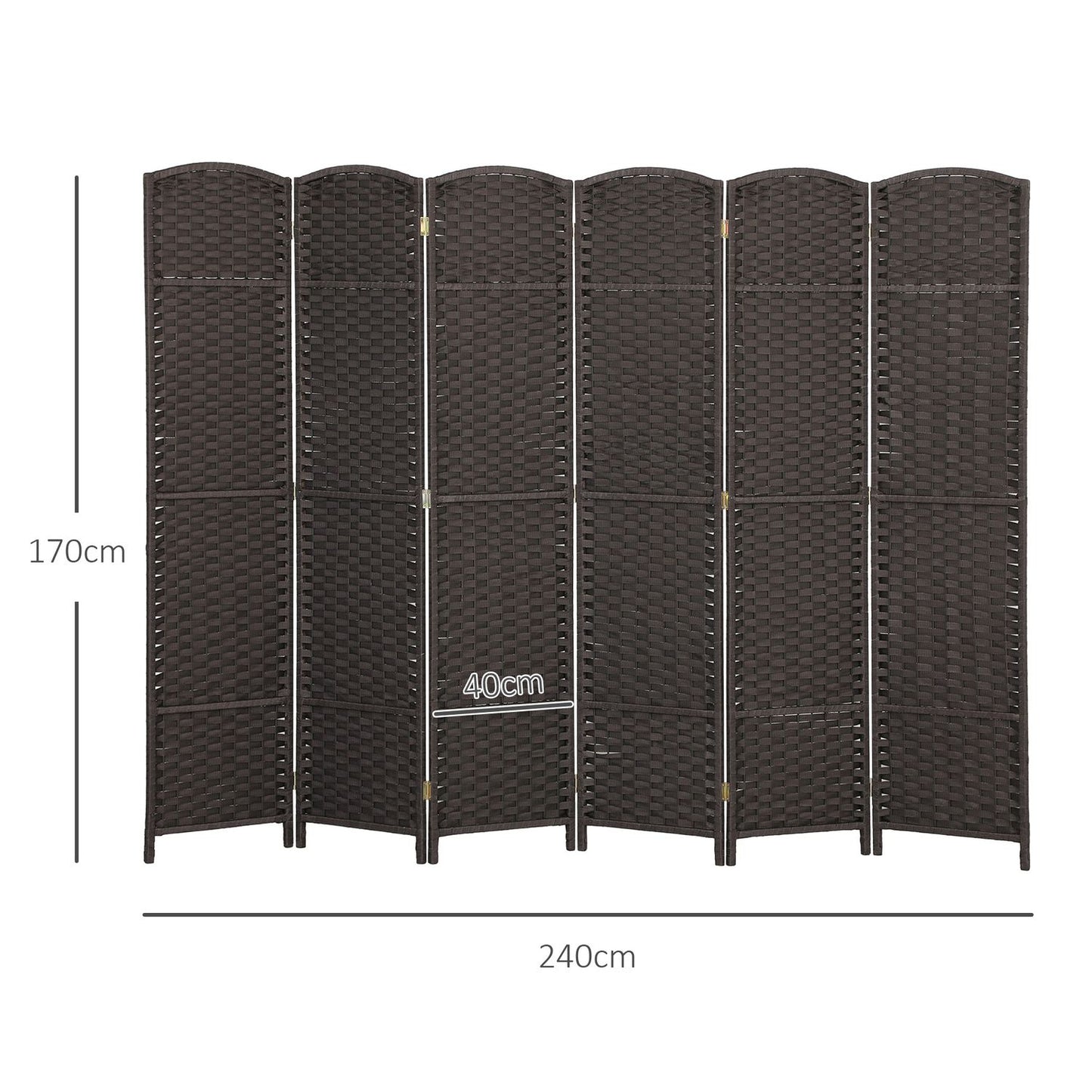 6-Panel Folding Room Divider, Brown, Polypropylene