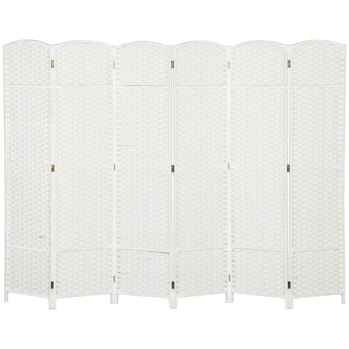6-Panel Folding Room Divider, White Polypropylene