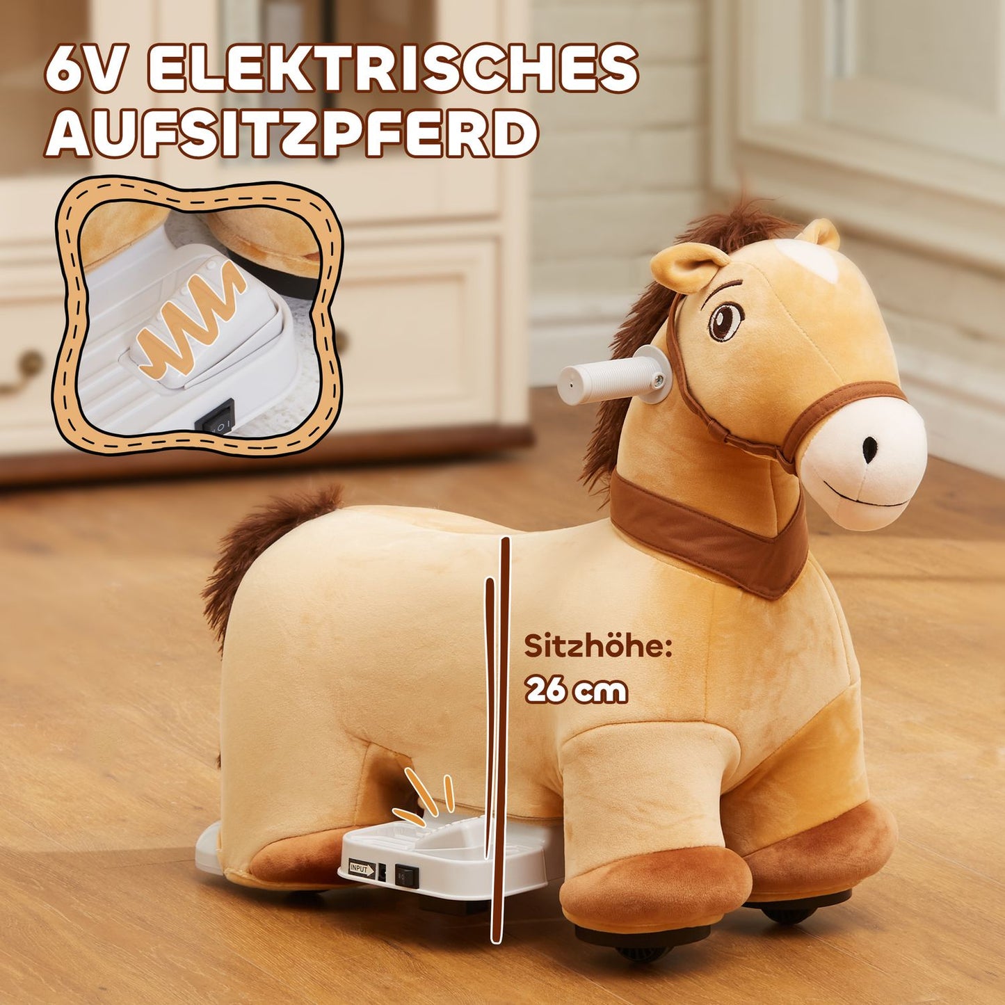 Electric riding toy for children 1.5-3 years, brown