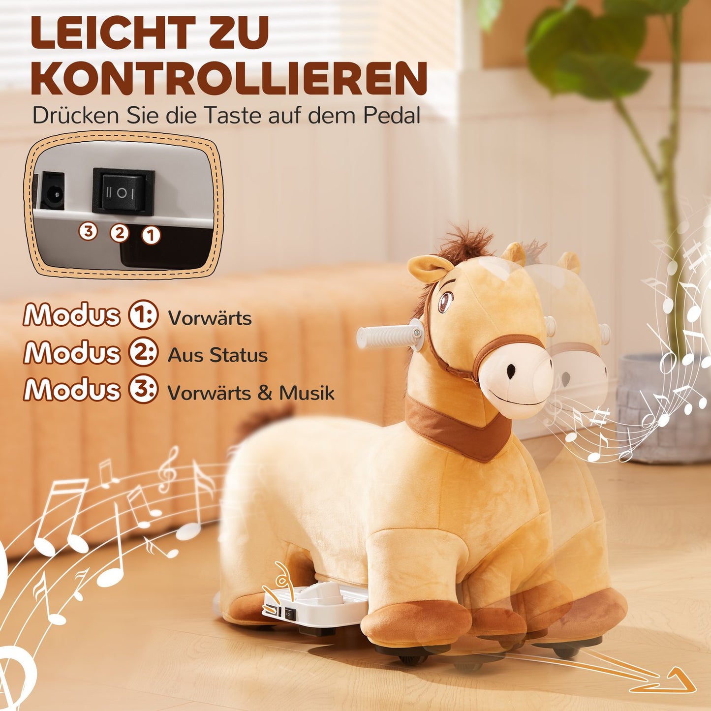 Electric riding toy for children 1.5-3 years, brown