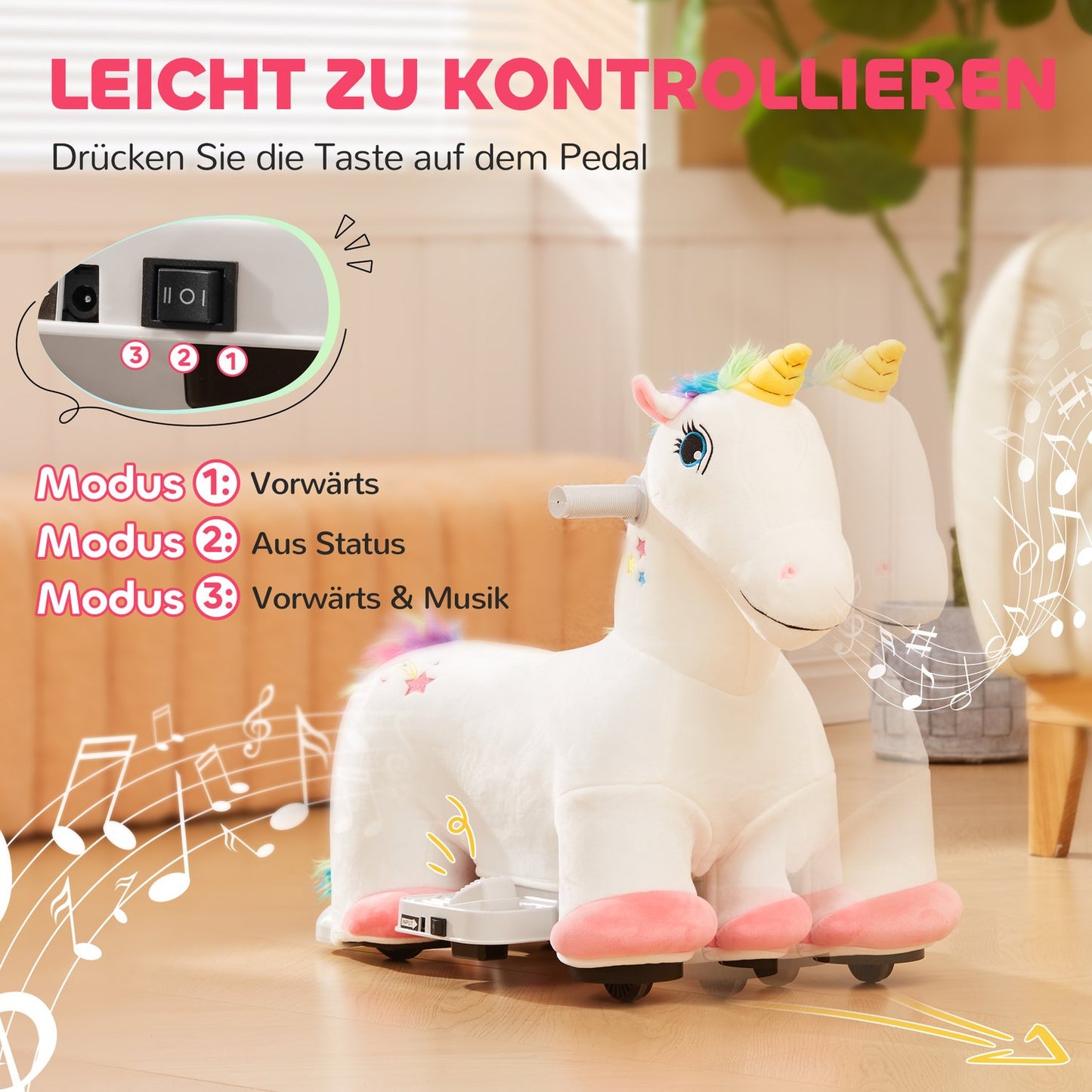 Children's Unicorn electric ride-on car with music, 1.5-3 years