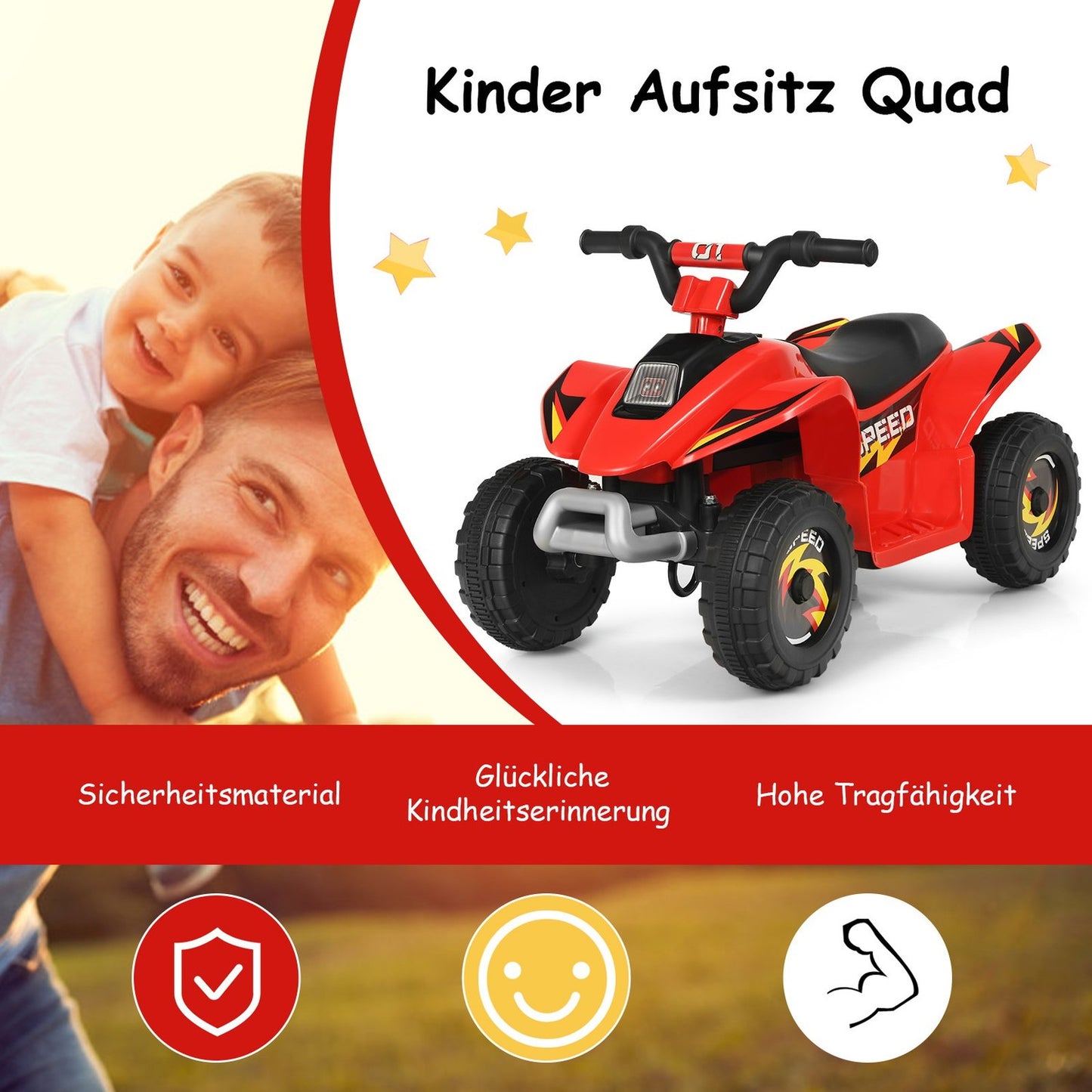 6V electric children's quad mini electric quad children's car 73 x 40 x 44.5 cm red